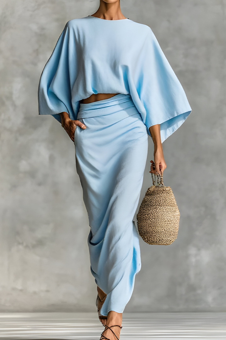Ardith | Draped Top & Skirt Set