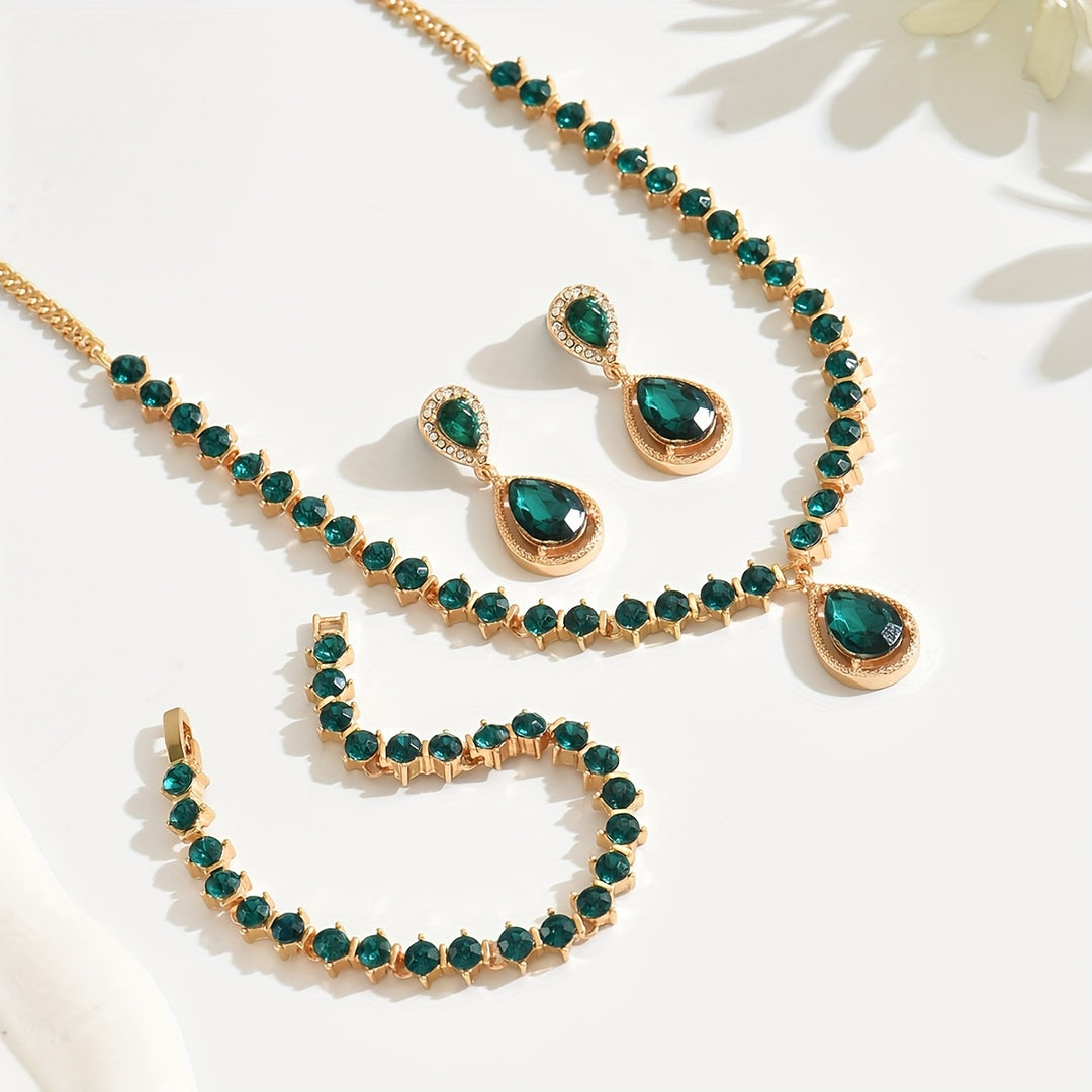 Elegant Geometric Crystal Jewelry Set