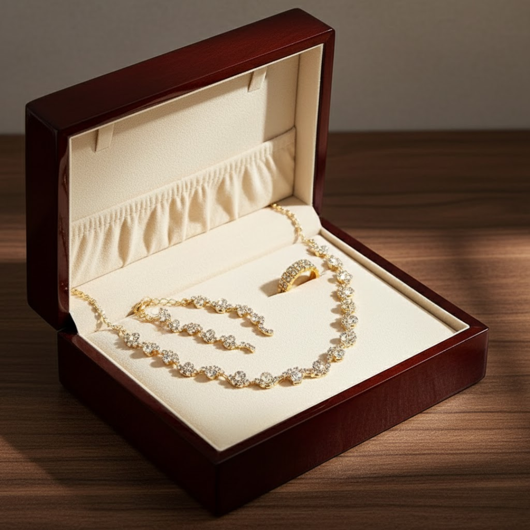 Valerine | High-End Sparkle Flower Jewelry Set