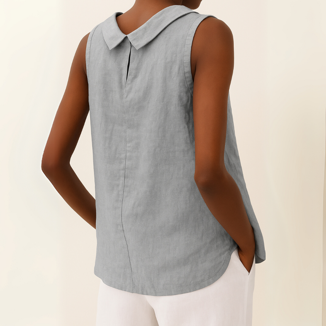 Thalia | Sleeveless Roll Collar Top