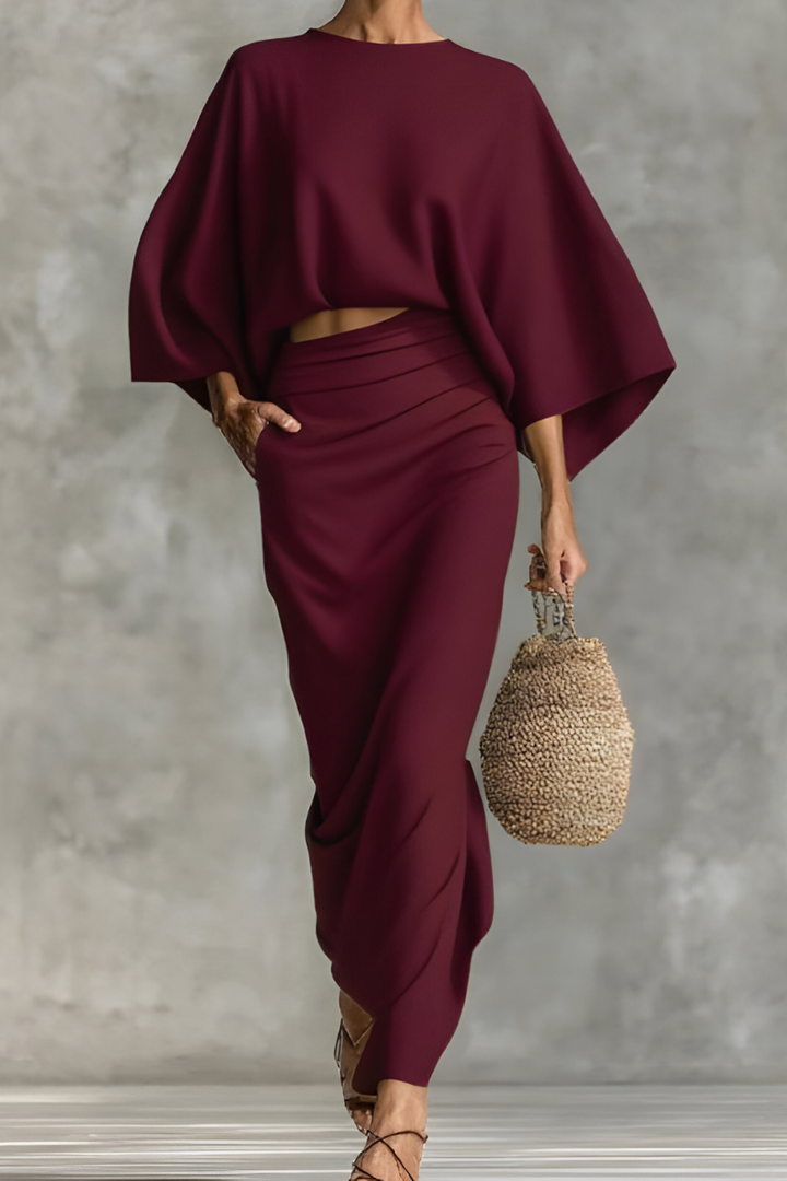 Ardith | Draped Top & Skirt Set