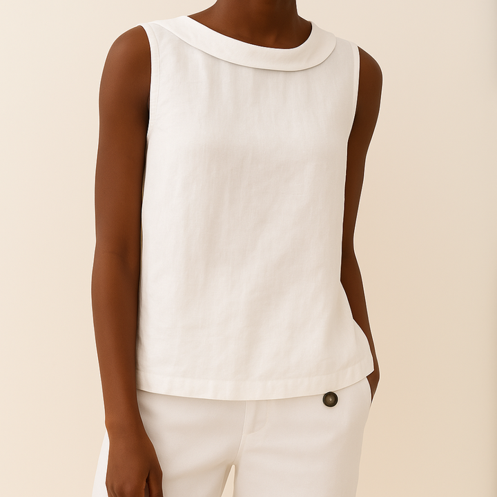 Thalia | Sleeveless Roll Collar Top