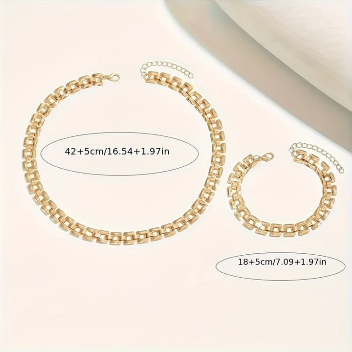 Square Buckle Necklace & Bracelet Set