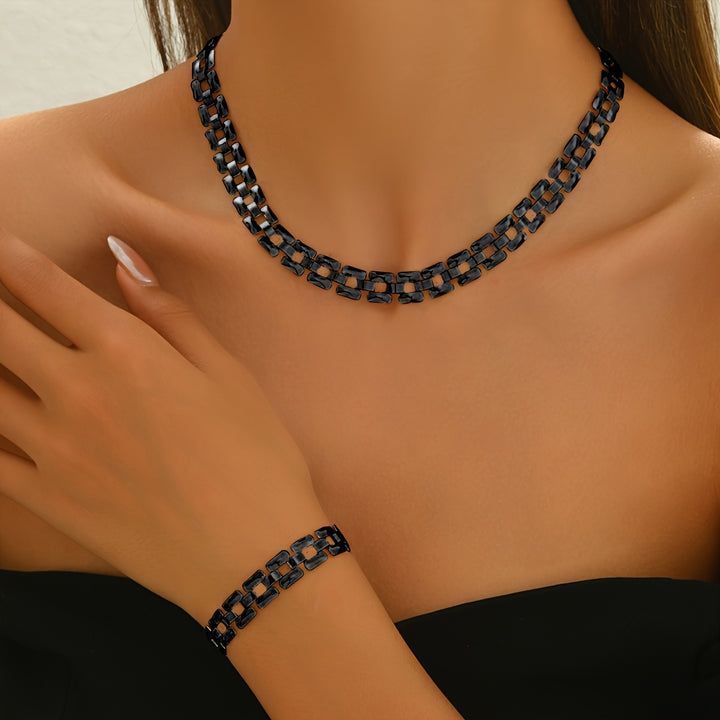 Spring & Summer Necklace Set – Polished Metal Finish