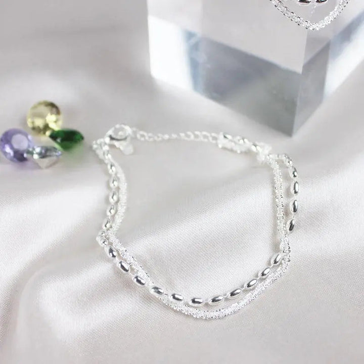 Silver Bracelet Set with Zirconia Details