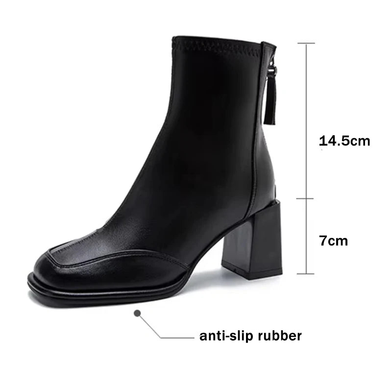 Clarinda | Square-Toe Block Heel Boots