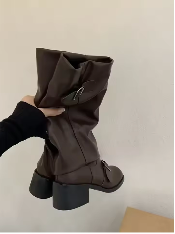 Isoldeia | Platform Leather Boots with Straps