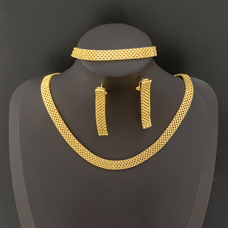 Refined Long Necklace, Bracelet & Earrings Set