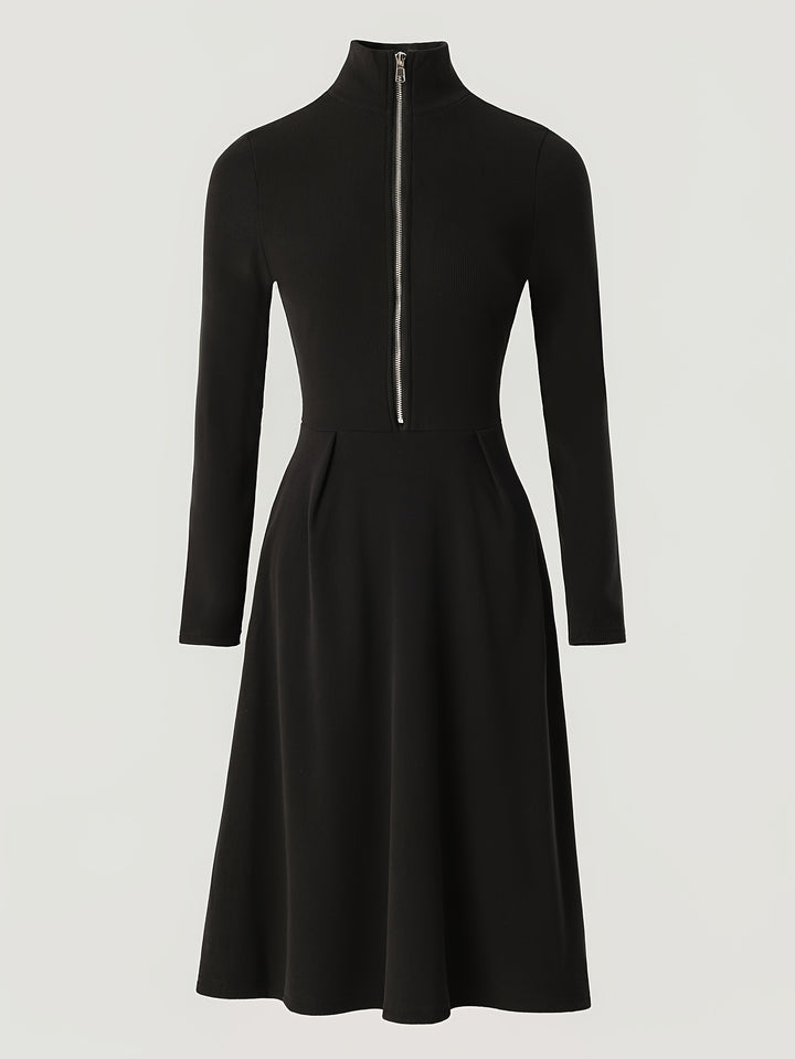 ZINNIA | ZIPPERED LONG SLEEVE DRESS WITH STRETCH FABRIC