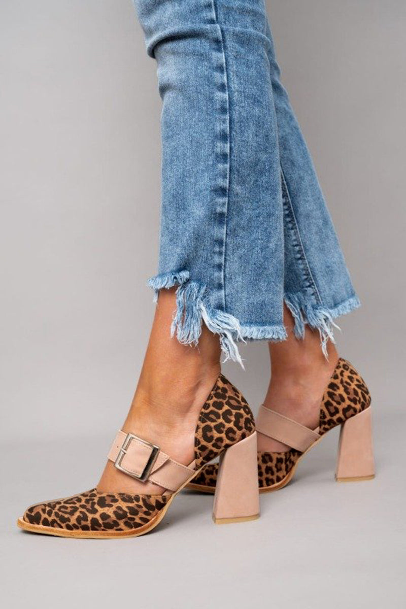 Orlisse | Leopard Suede Heel Sandals