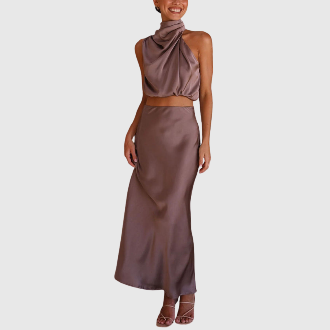 EMILY | SATIN DRAPE MAXI SET