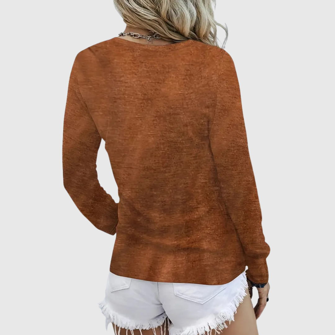 Fenira | Casual Round Neck Long Sleeve Top