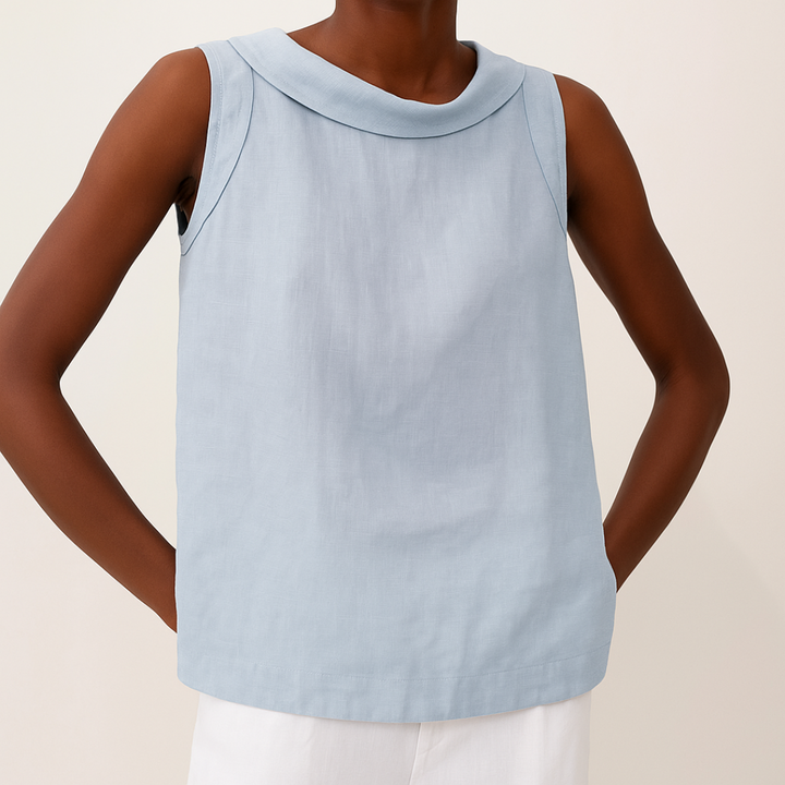 Thalia | Sleeveless Roll Collar Top