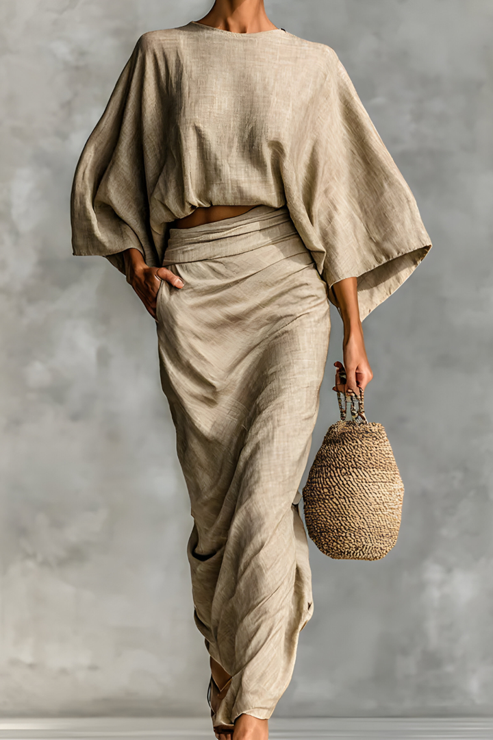 Ardith | Draped Top & Skirt Set