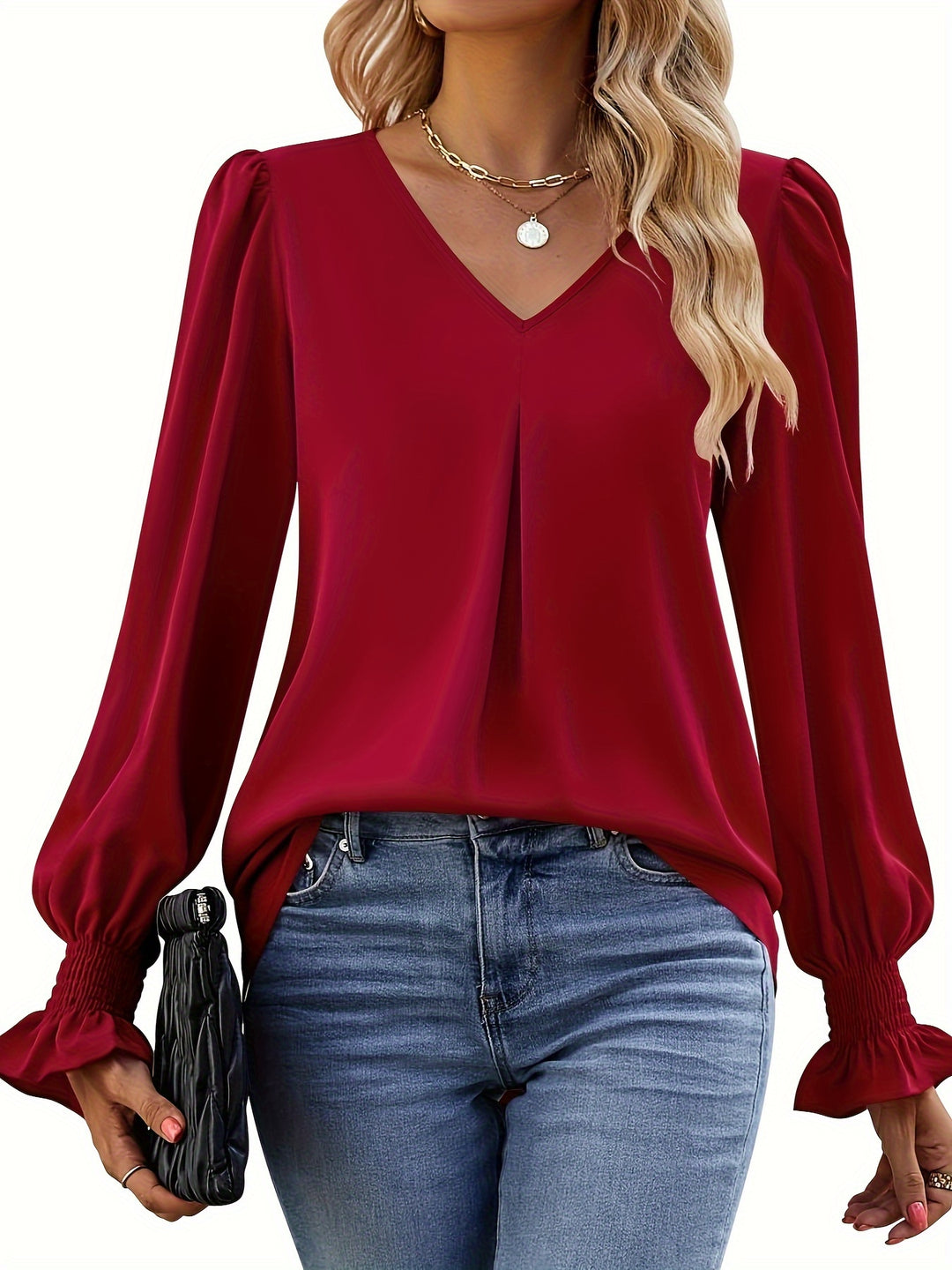 Isola Lane | Flowy V-Neck Chiffon Blouse