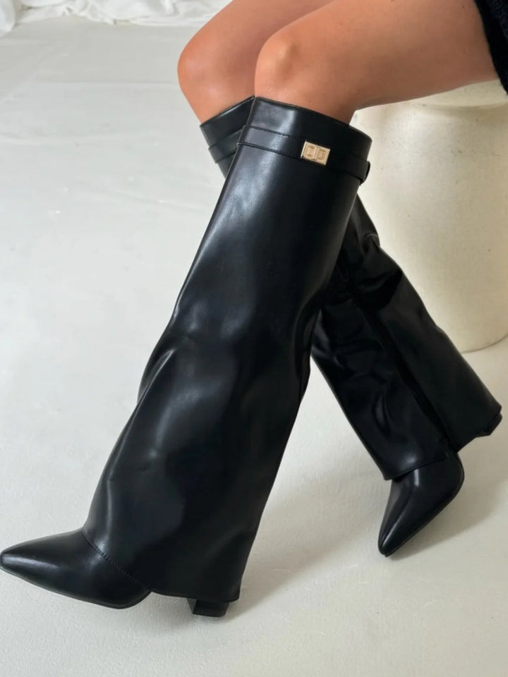 HARRIET | WOMEN'S LEATHER THIGH-HIGH BOOTS WITH BUCKLE