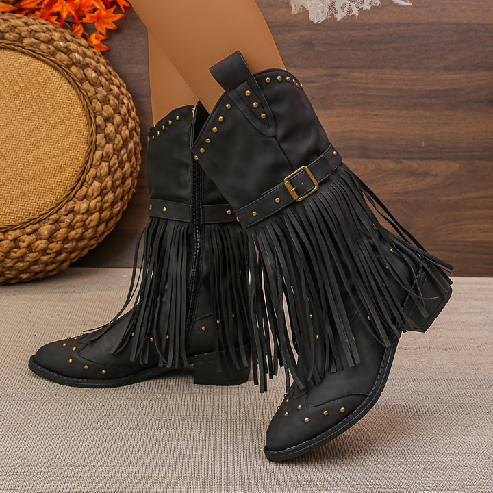 AURELIA | RETRO WESTERN BOOTS WITH POINTED TOE AND TASSELS
