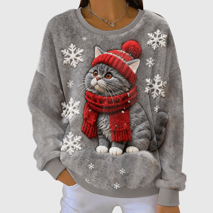 TWINKLE | SWEET CHRISTMAS CAT ART PRINT CASUAL FLANNEL HOODIE