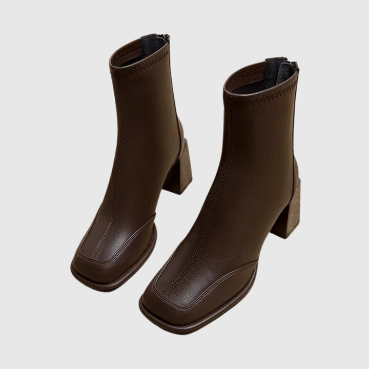CLARINDA | SQUARE-TOE BLOCK HEEL BOOTS