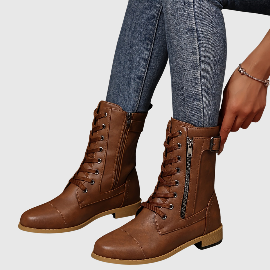 CARMINE | COMFORTABLE SIDE-ZIP LEATHER BOOTS