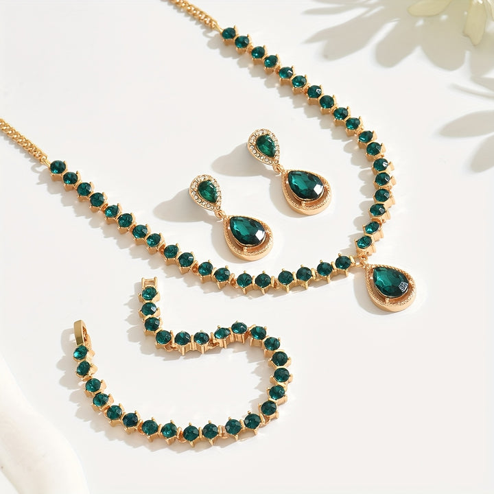 Elegant Geometric Crystal Jewelry Set