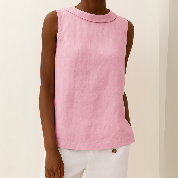 Thalia | Sleeveless Roll Collar Top