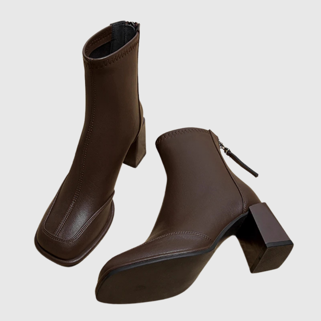 CLARINDA | SQUARE-TOE BLOCK HEEL BOOTS