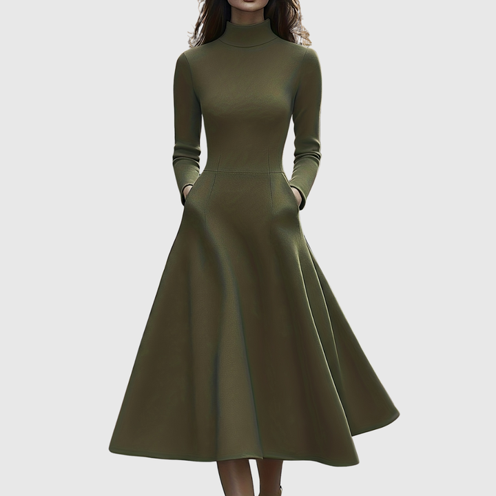 LILLIE | HIGH NECK LONG SLEEVE A-LINE DRESS