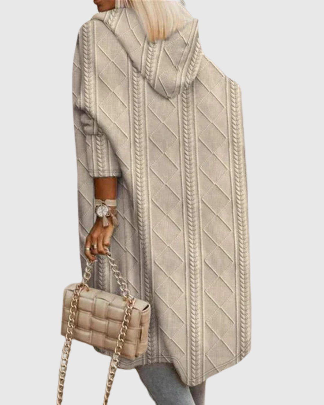 HONORIA | HOODED CABLE-KNIT CARDIGAN