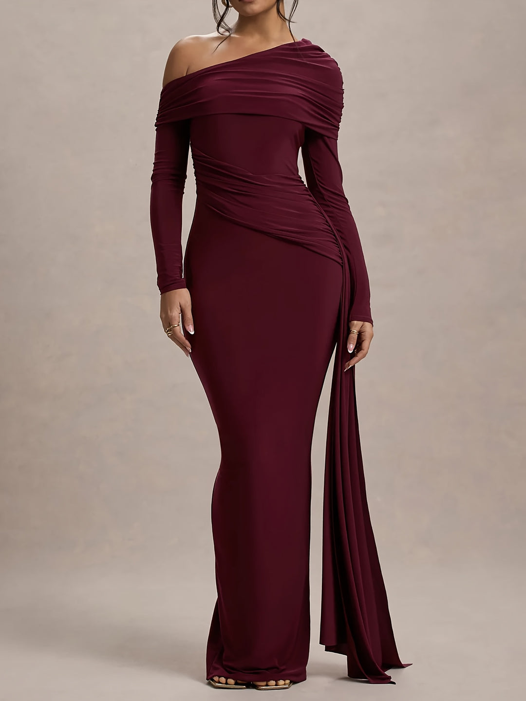 VIVIENNE | DRAPED SLIT EVENING DRESS