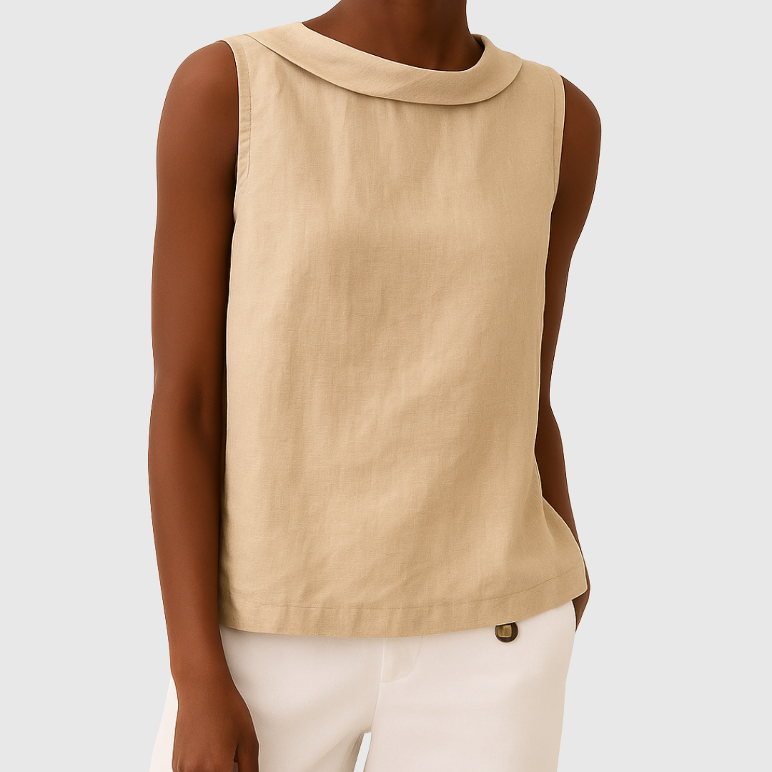 Thalia | Sleeveless Roll Collar Top