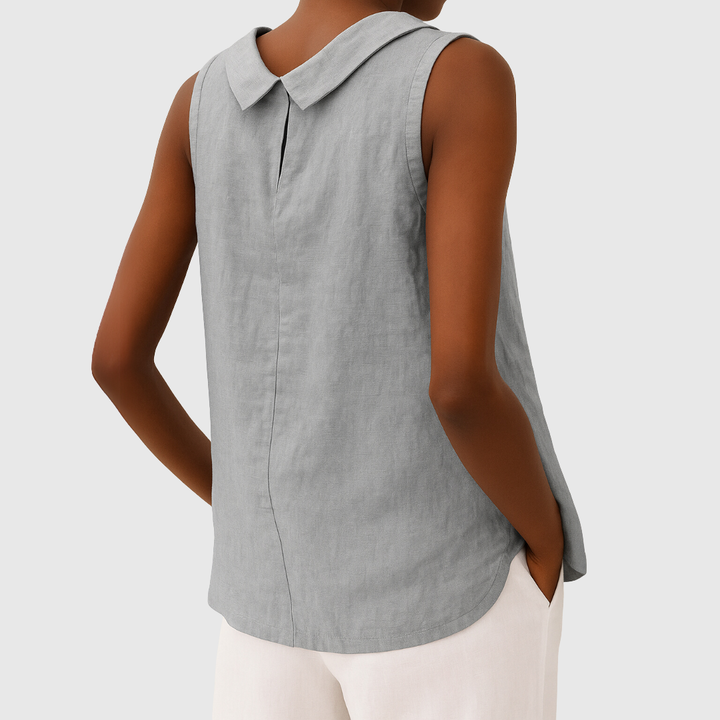 Thalia | Sleeveless Roll Collar Top