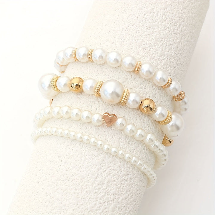 Pearl Heart Bracelet Set