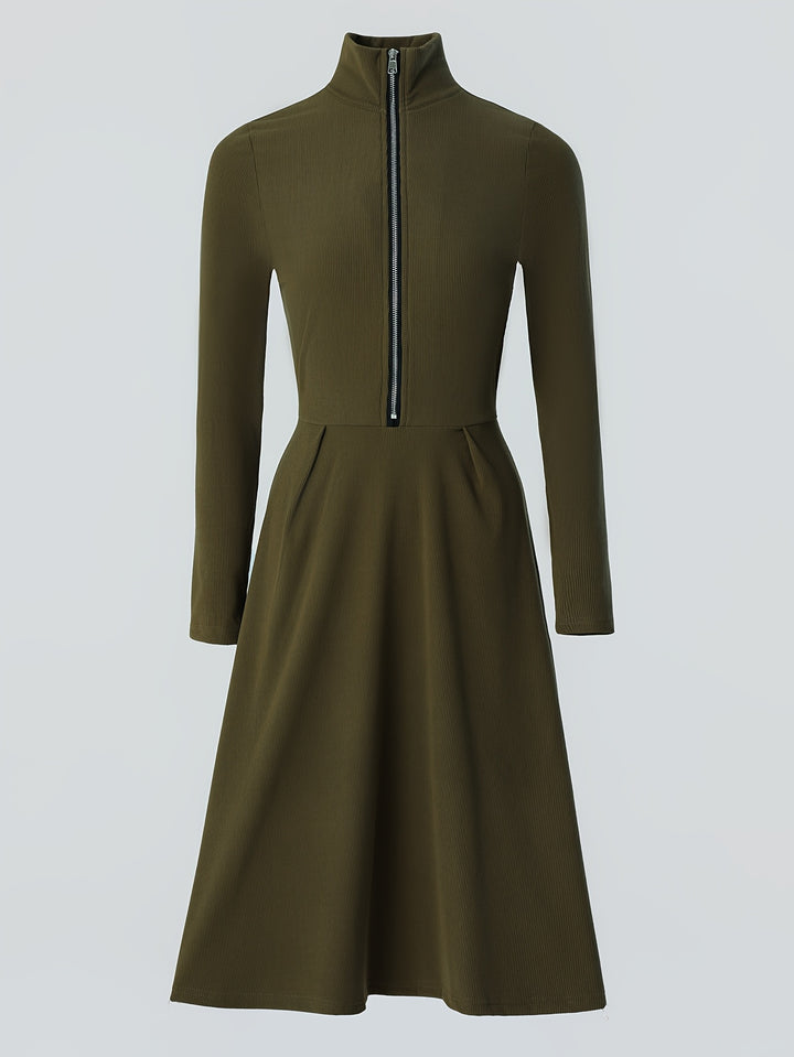 ZINNIA | ZIPPERED LONG SLEEVE DRESS WITH STRETCH FABRIC