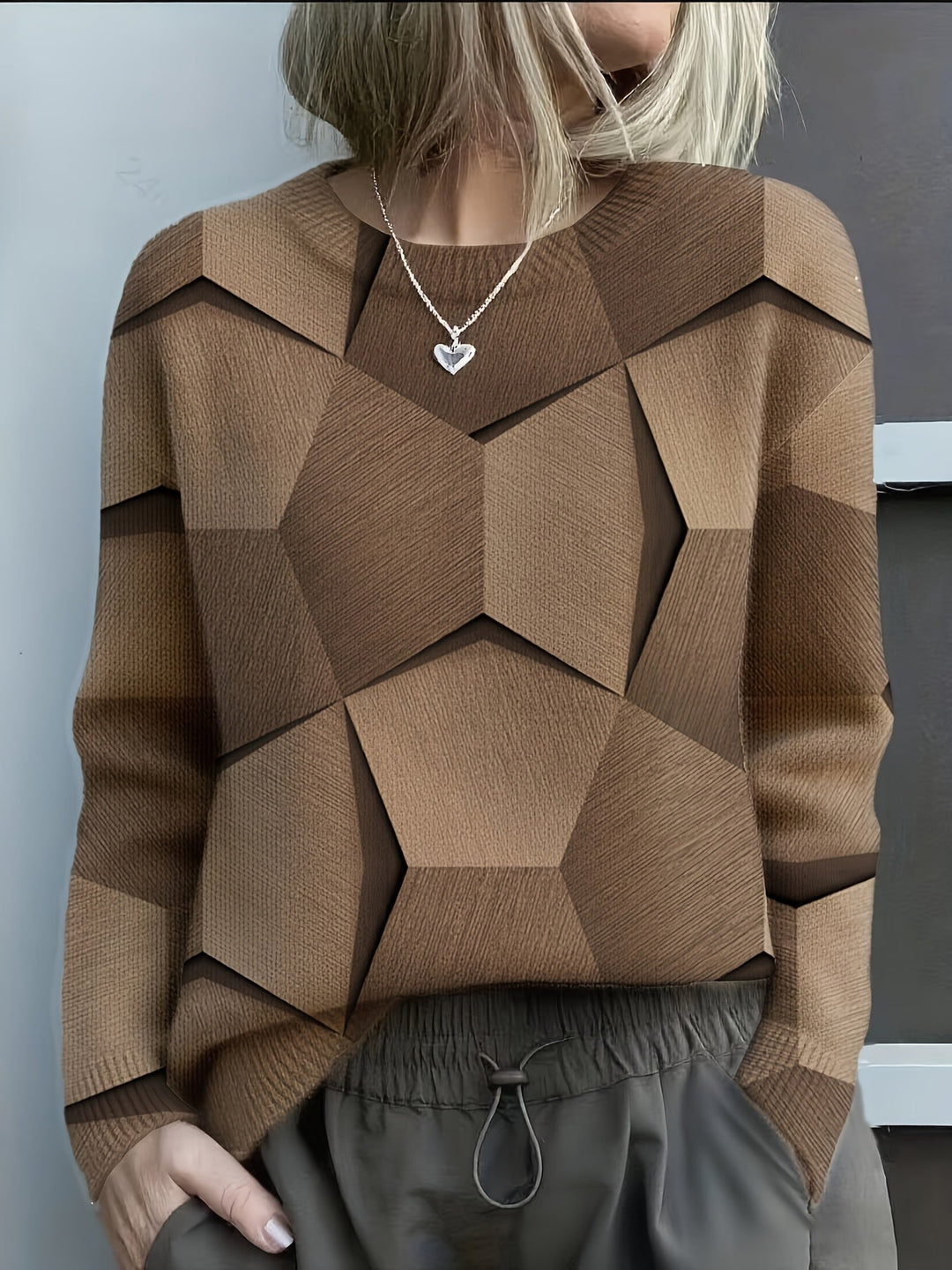Lavinia | Knit Sweater with Geometric 3D Pattern