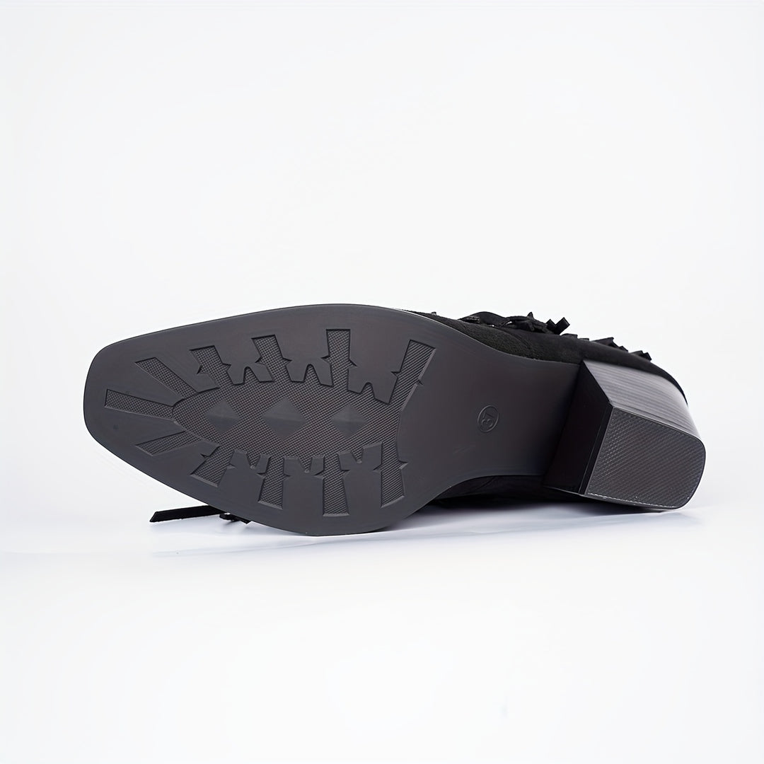 VESPA | BLACK FRINGE STUDDED WESTERN COWBOY BOOTS