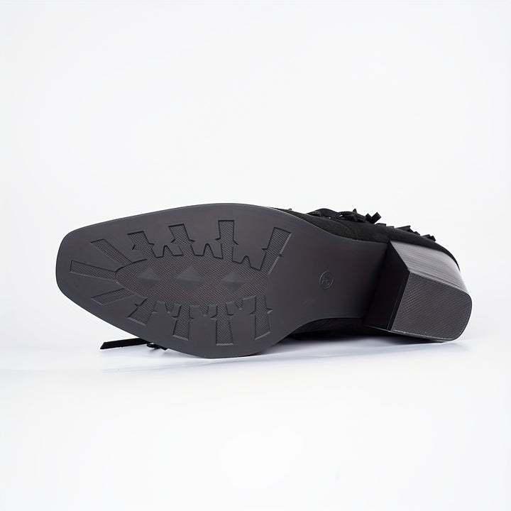 VESPA | BLACK FRINGE STUDDED WESTERN COWBOY BOOTS