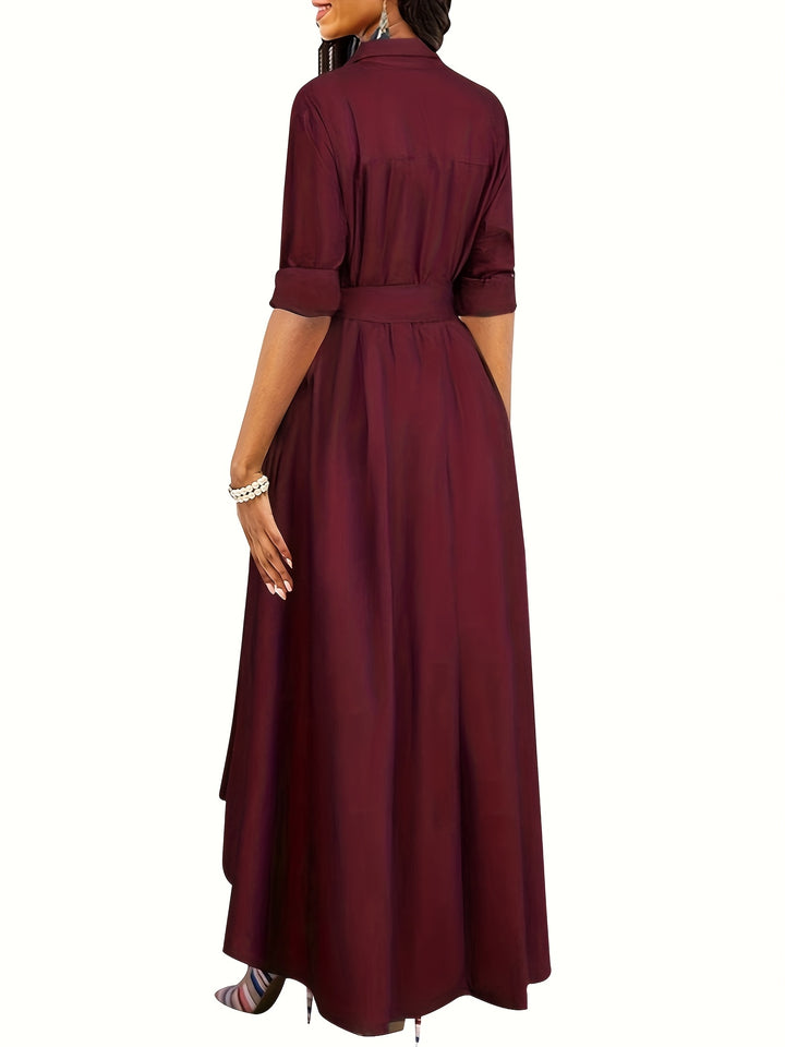 Livienne | Elegant Button-Front Maxi Dress