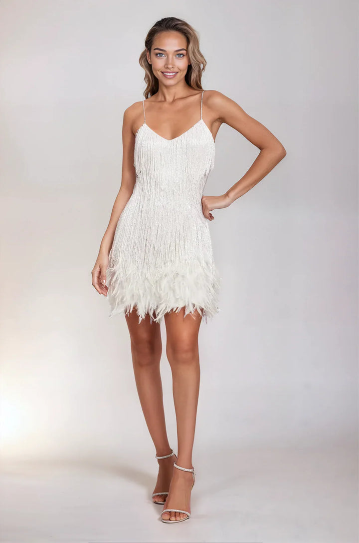 ALICIA | FEATHER MINI DRESS
