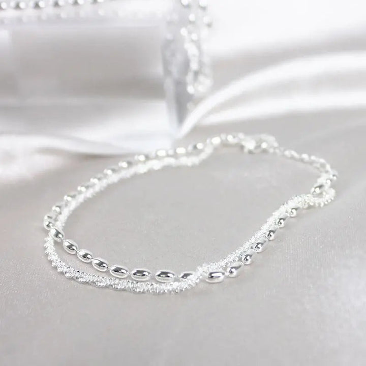 Silver Bracelet Set with Zirconia Details