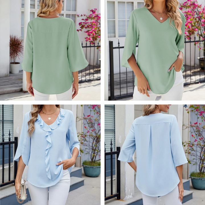 Odynne | Ruffle V-Neck Blouse