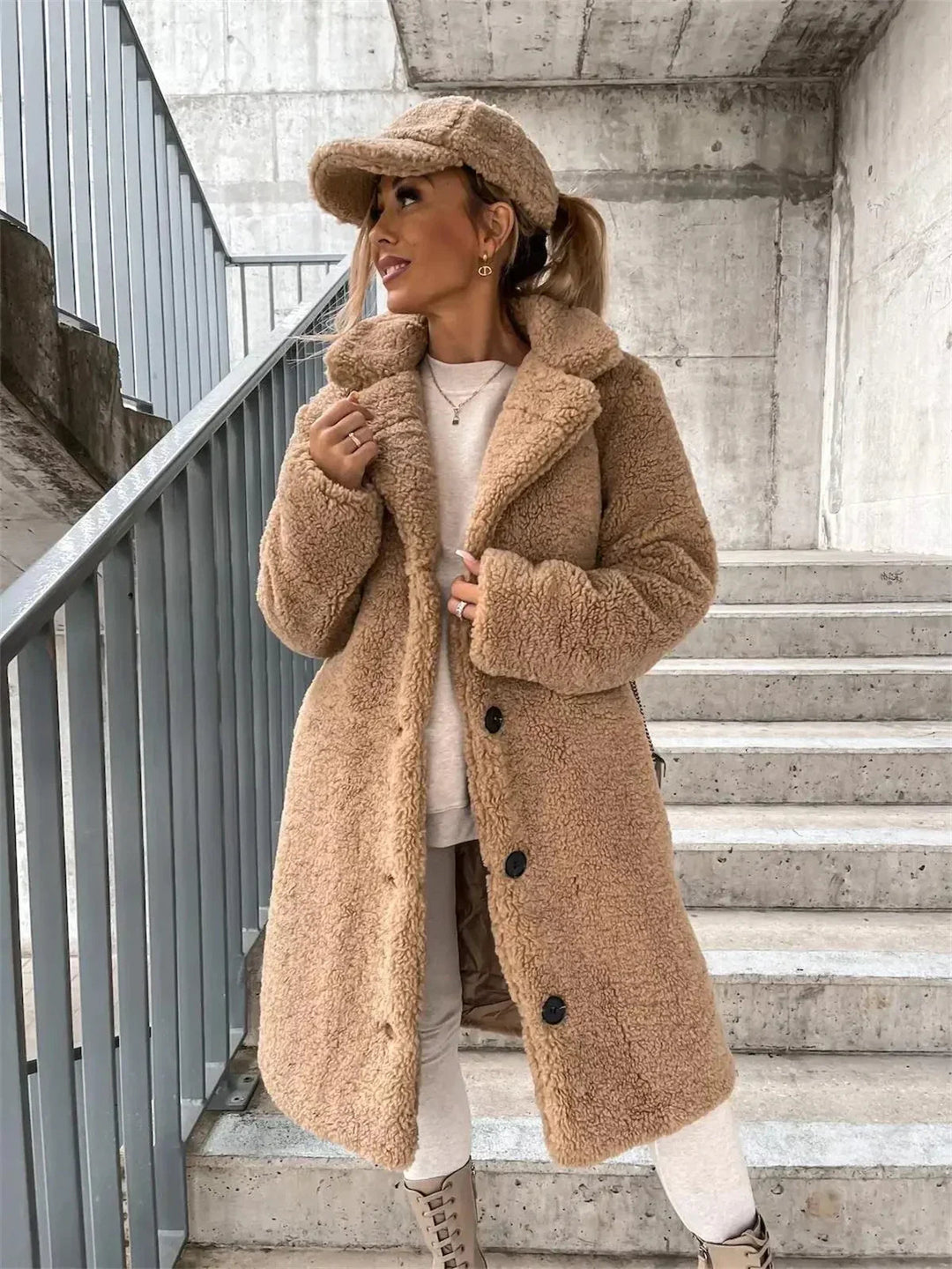 Moira | Teddy Plush Button-Up Coat