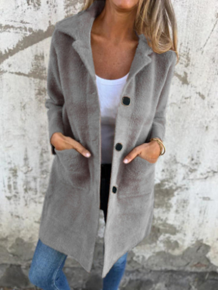 Morwenna | Long Sleeve Button Coat with Pockets