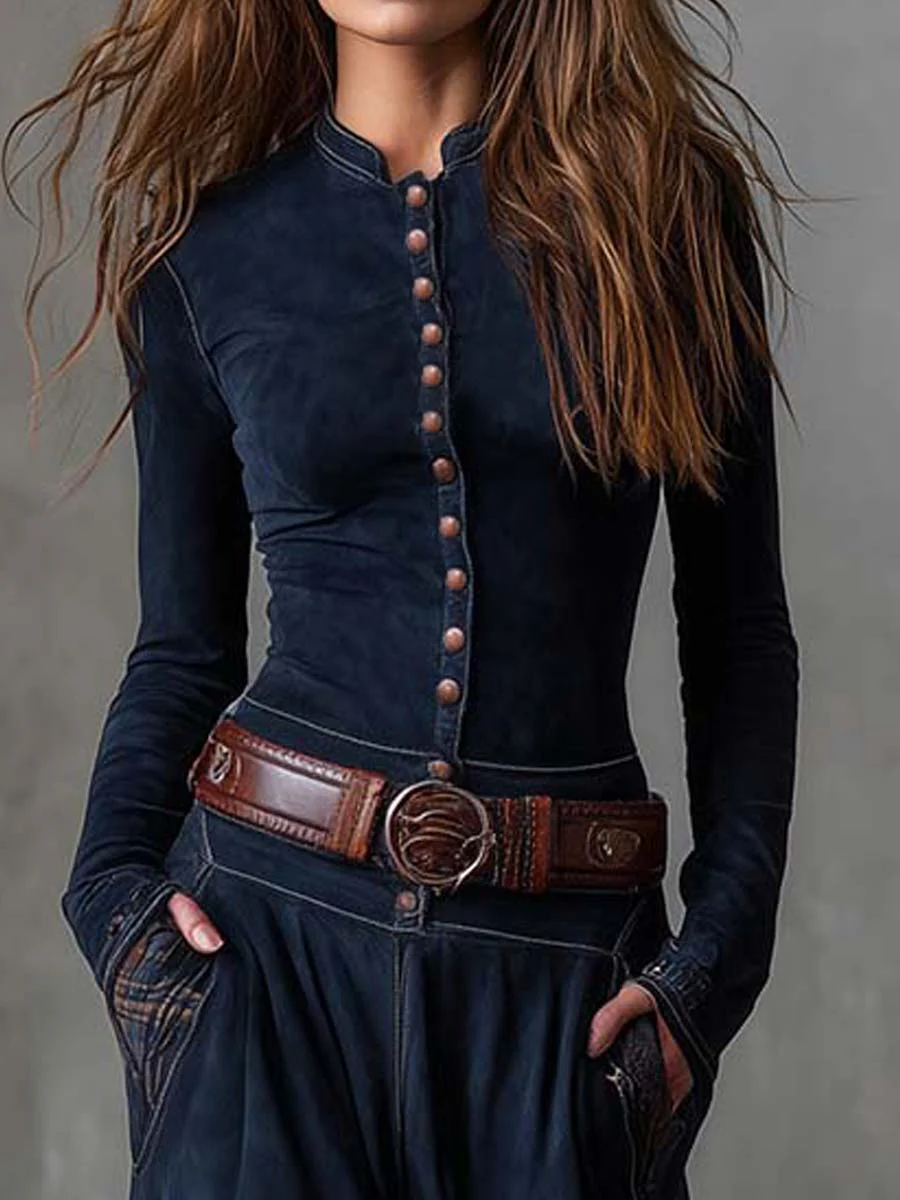 LEONE | VINTAGE LONG SUEDE CHECKERED DRESS (INCLUDES BELT)