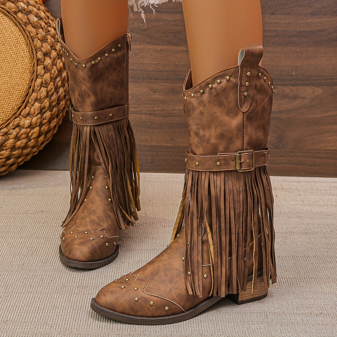 AURELIA | RETRO WESTERN BOOTS WITH POINTED TOE AND TASSELS
