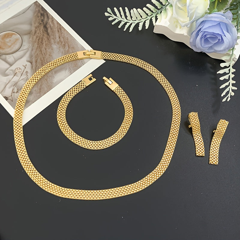 Refined Long Necklace, Bracelet & Earrings Set