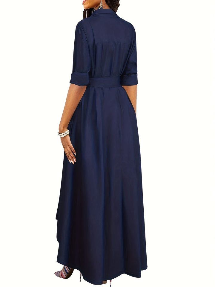 Livienne | Elegant Button-Front Maxi Dress