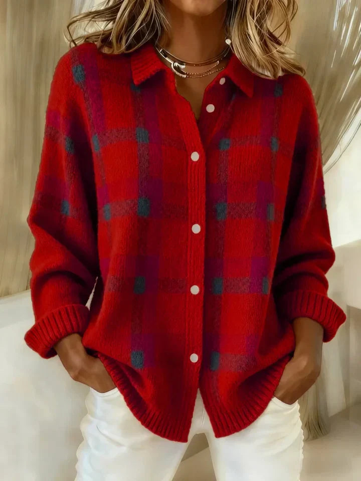 MARCOLLINE | RETRO PLAID SWEATER WITH CASUAL CONTRAST