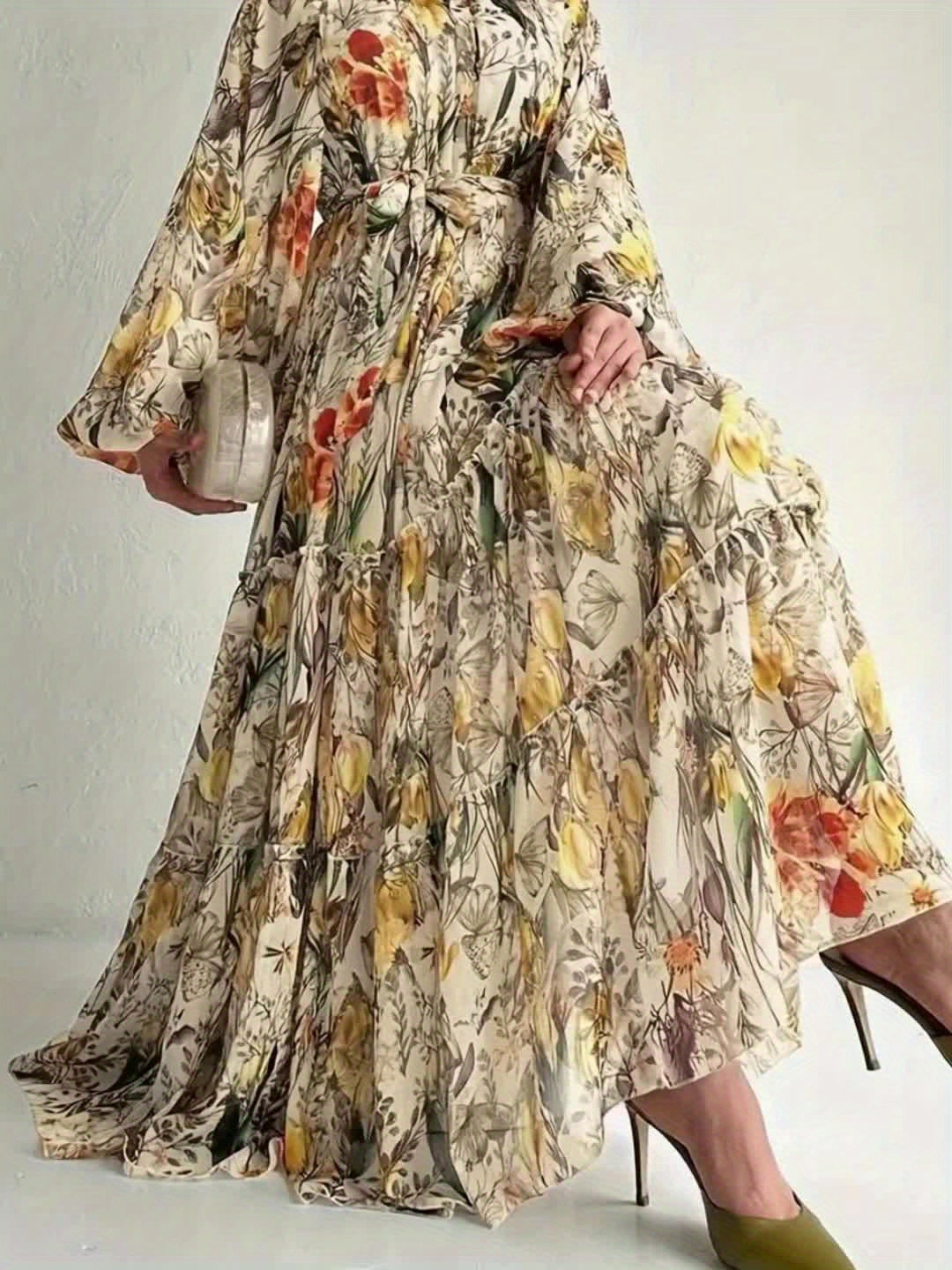 Darisella™ | Elegant Floral Kaftan Maxi Dress