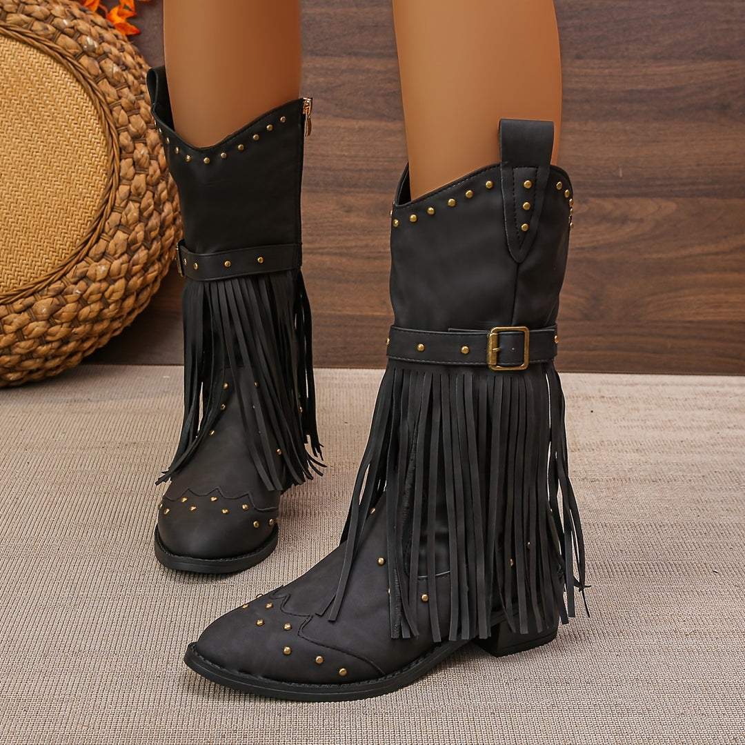 AURELIA | RETRO WESTERN BOOTS WITH POINTED TOE AND TASSELS